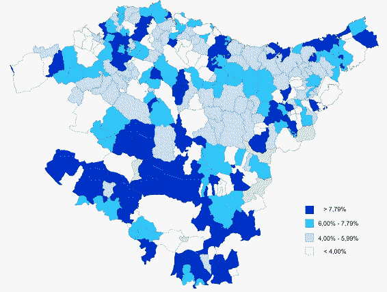 Porcentaje de personas nacidas en el extranjero por municipio