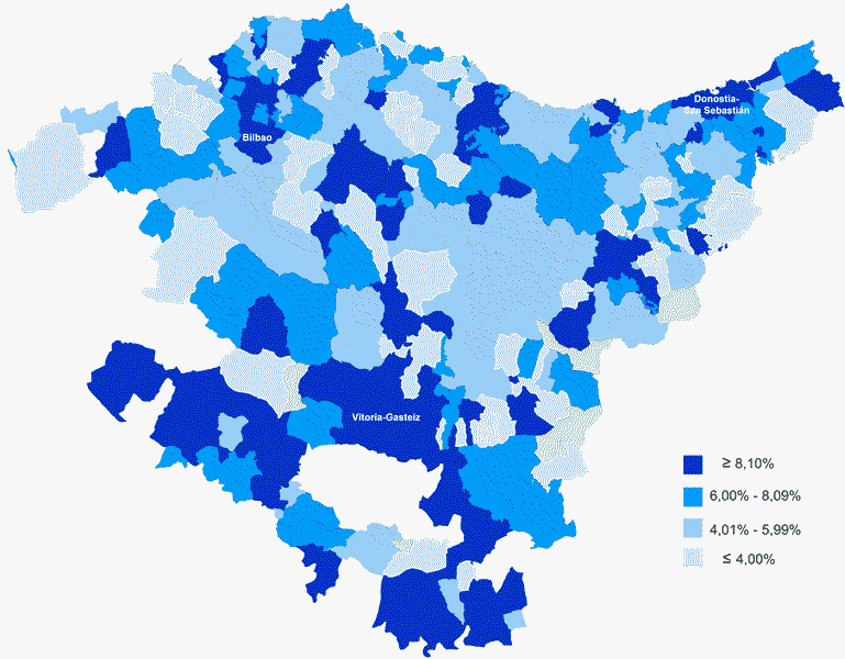 Porcentaje de personas nacidas en el extranjero por municipio